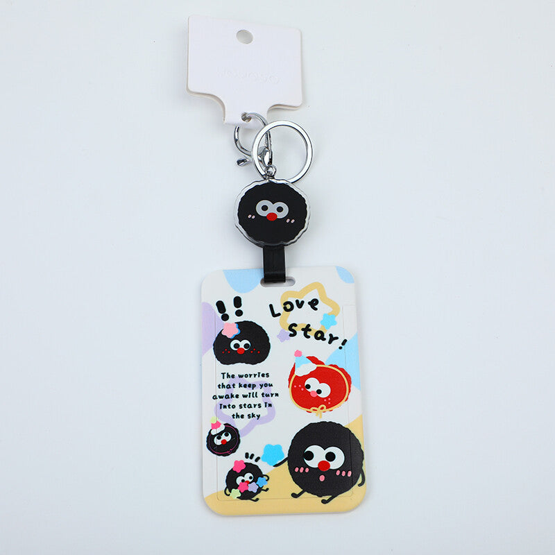 Piccola palla di carbone Porta carte con fibbia retrattile