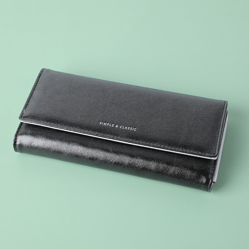 Portafoglio grande a tre ante perlato nero