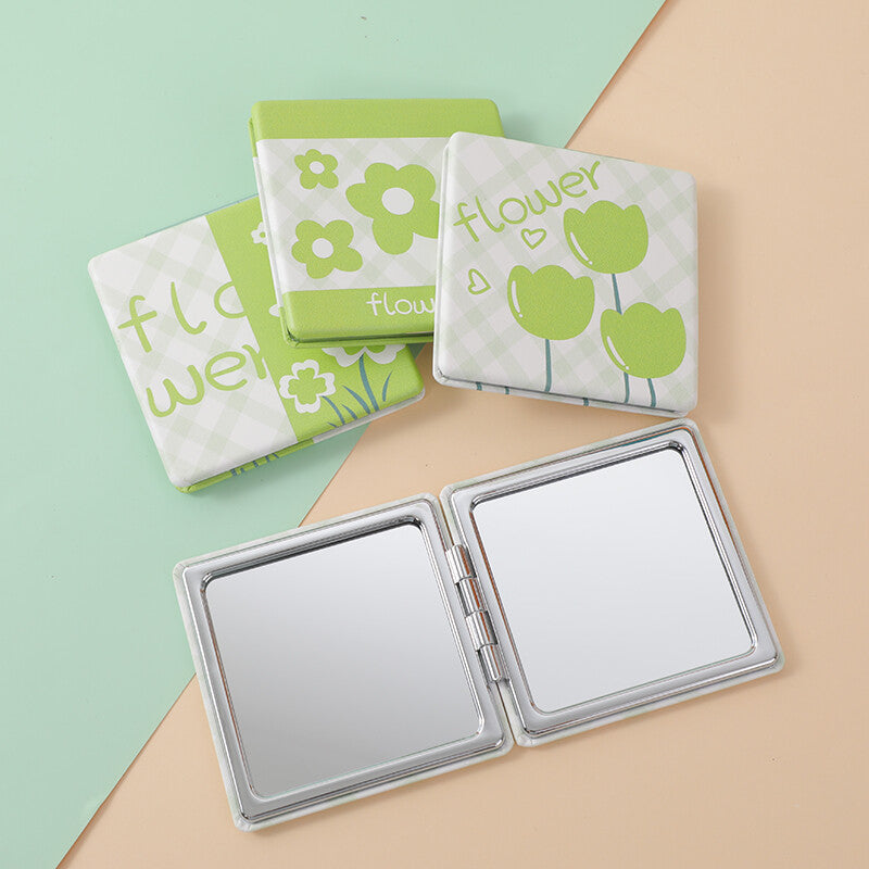 Specchio portatile quadrato smerigliato Love bird verde-1Pz