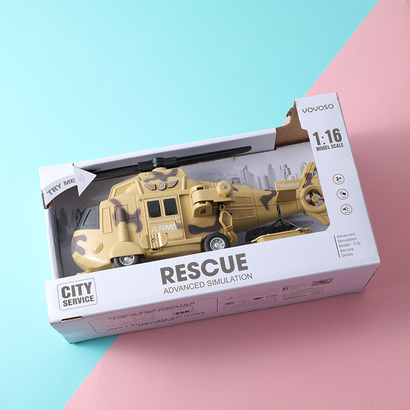 1:16 Elicottero inerziale (tre pulsanti con luce) -contiene 3pcs AG13 batteria - colore mimetico