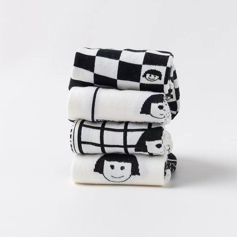 Mid da donna in bianco e nero - Calze da polpaccio 2 paia