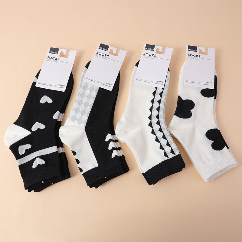 Cuore bianco e nero da donna - Calze da polpaccio 2 paia