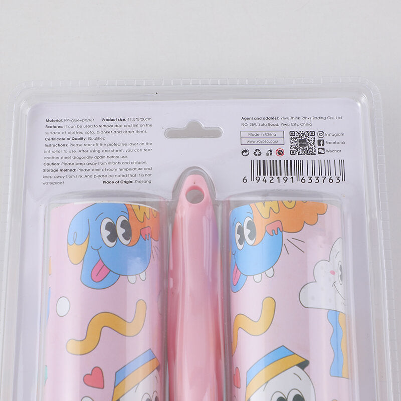 Rullo per lanugine a fiori rosa con coditura x3 rotoli