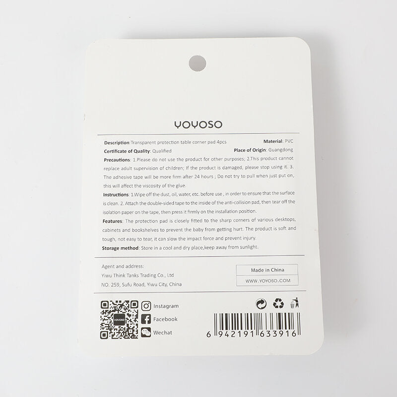 Protezione trasparente di gli angoli del tavolo 4 pezzi