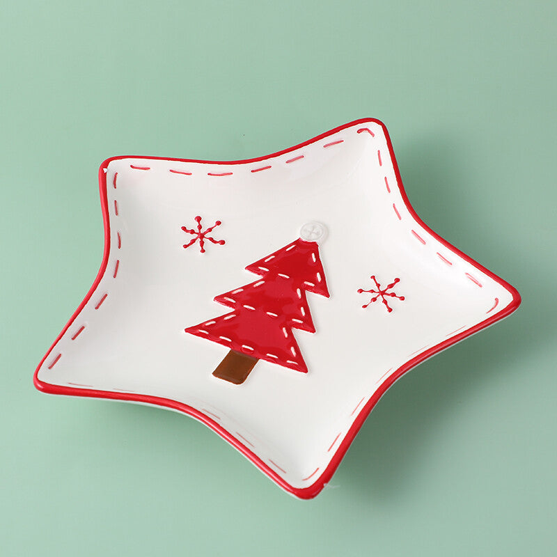 Piatto in ceramica a forma di albero di Natale
