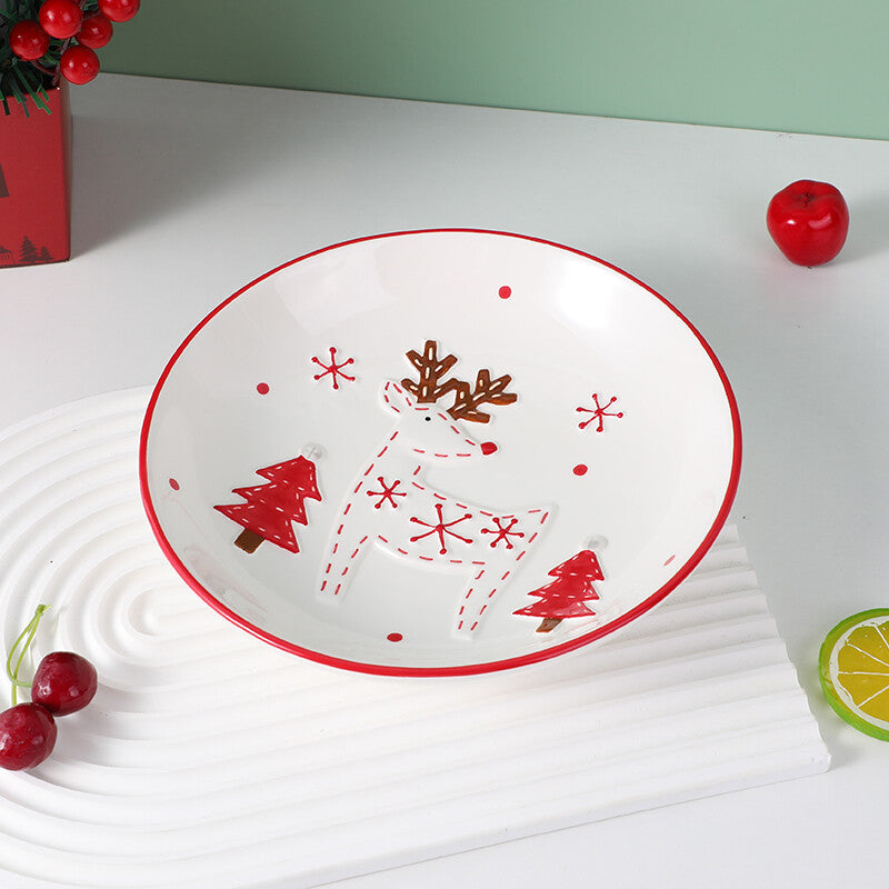 Piatto rotondo in ceramica di alce