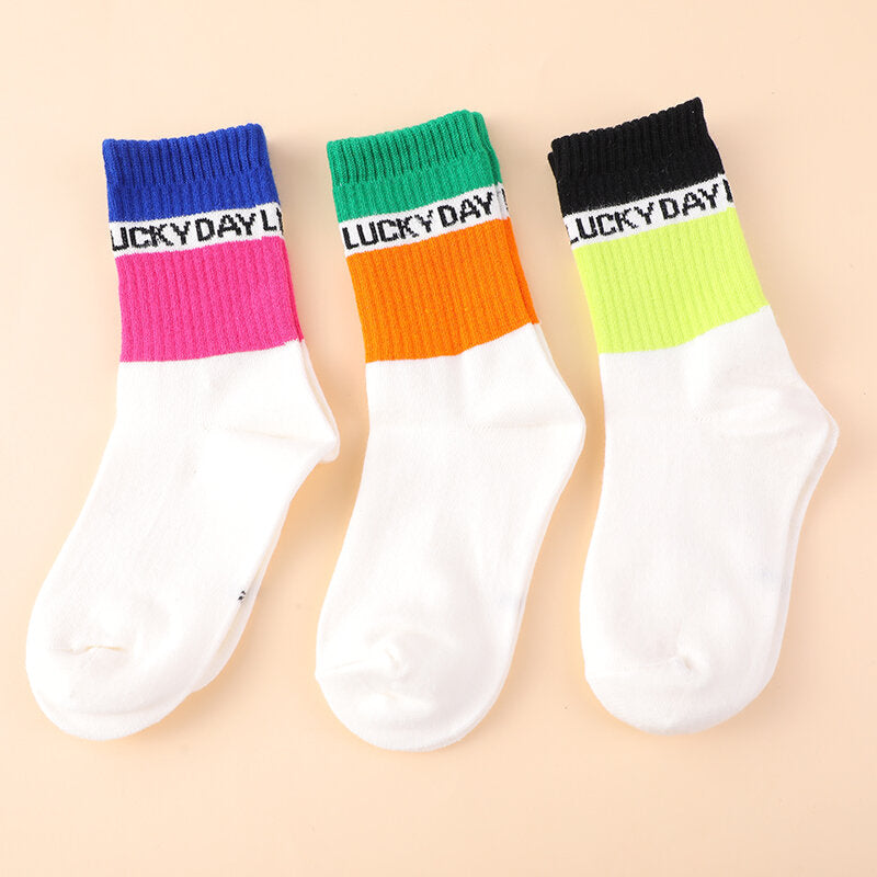 Calzini a lettere colorate per bambini a metà polpaccio taglia L-due paia