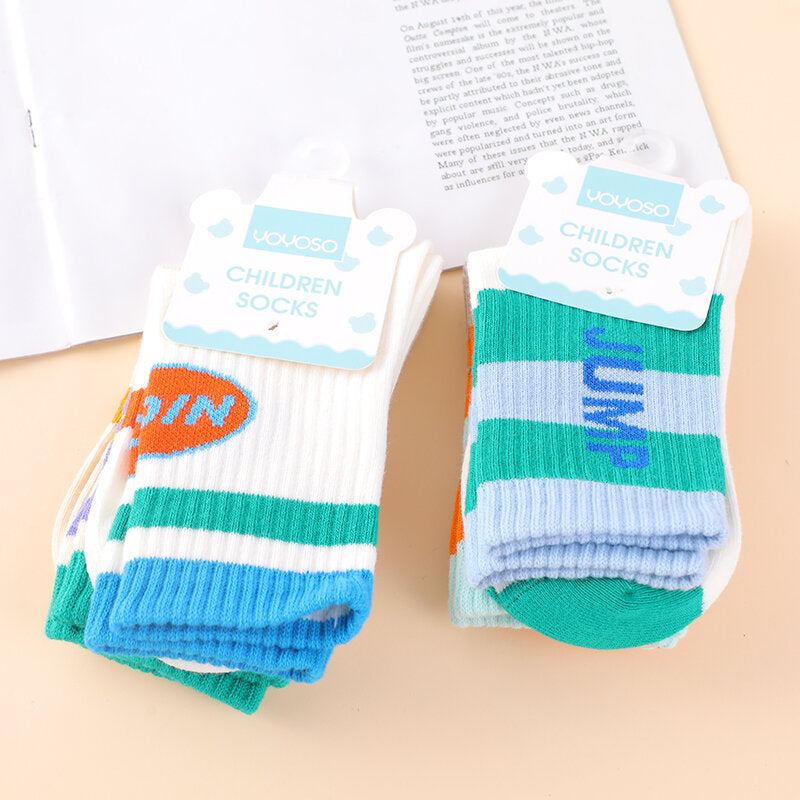 Calzini da bambino a metà polpaccio in stile sportivo a barre parallele taglia L-due paia