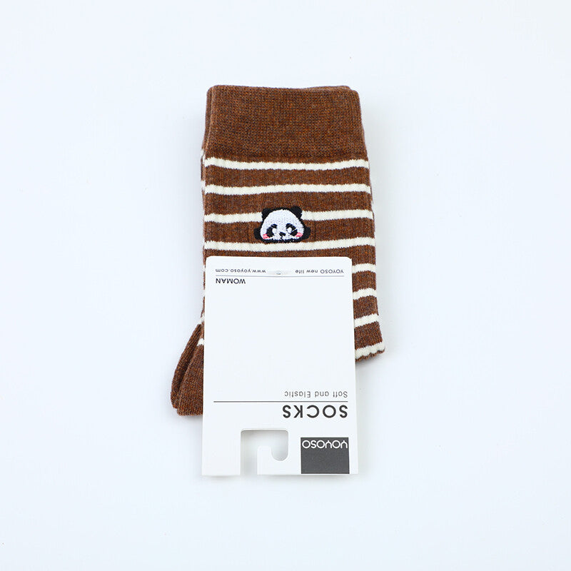 Calzini a metà polpaccio da donna con strisce di panda