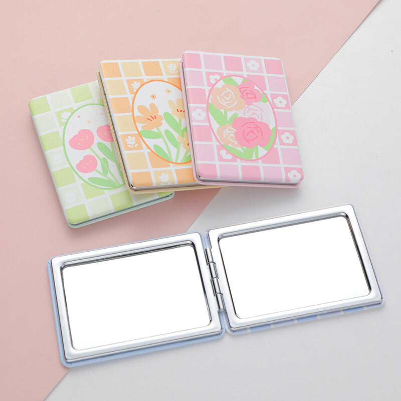 Specchio alla moda quadrato con fiori primaverili e romantici