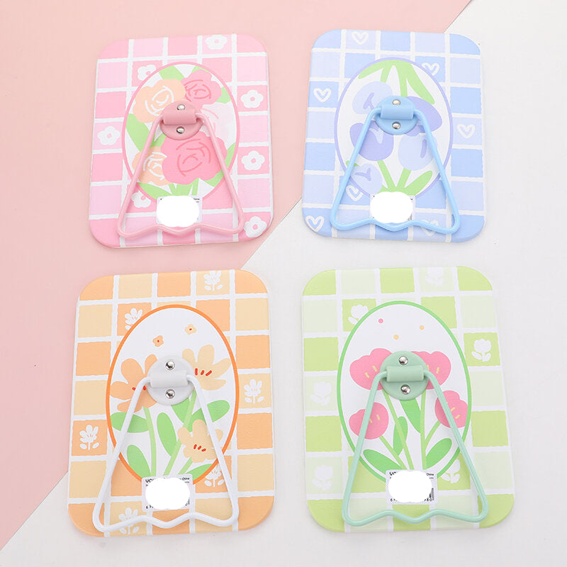 Specchio da tavolo quadrato della serie romantica dei fiori di primavera con supporto-1Pz