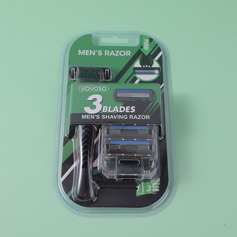 Set di ricambio di rasoio da uomo (1 pz. manico+3 pz. testa del rasoio)