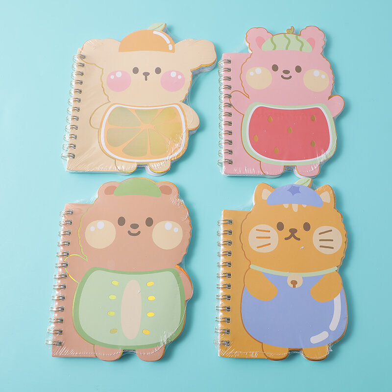 Taccuino a spirale in stile animaletto della frutta A6 - pagine a righe orizzontali