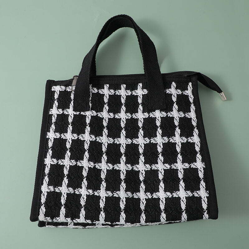 Borsa a tracolla moda pied-de-poule-nero