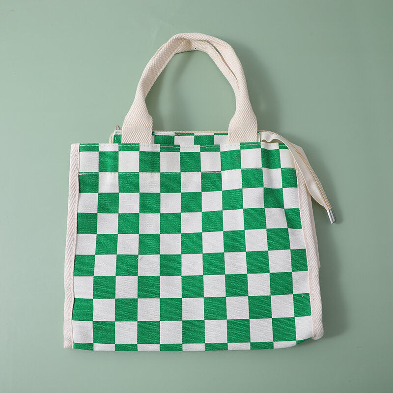 Borsa a tracolla semplice a scacchi, verde