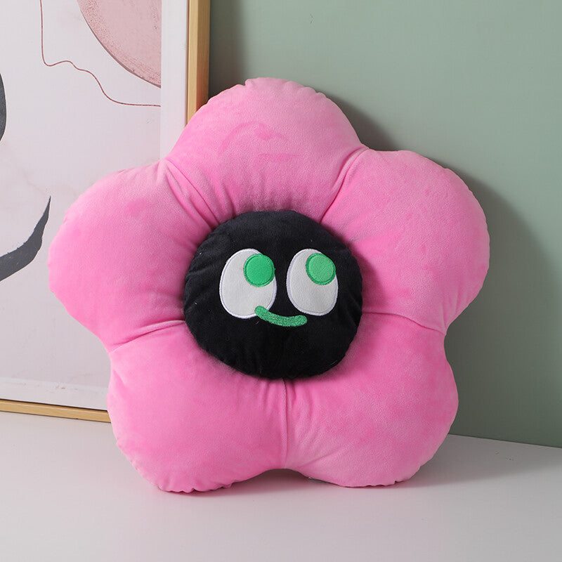 Cuscino fiore colorato con faccina sorridente - rosa