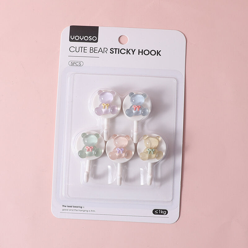 Set di 5 pezzi di ganci adesivi a forma di orso