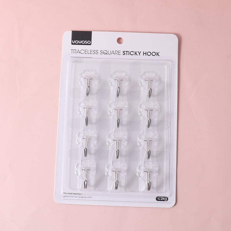 Set di 12 ganci adesivi quadrati senza traccia
