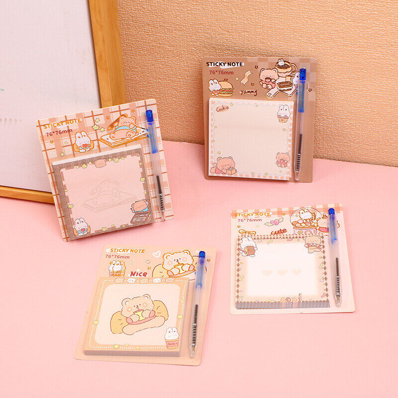 Chocolate Bear Sticky Notes 70 pezzi (con penna a sfera)