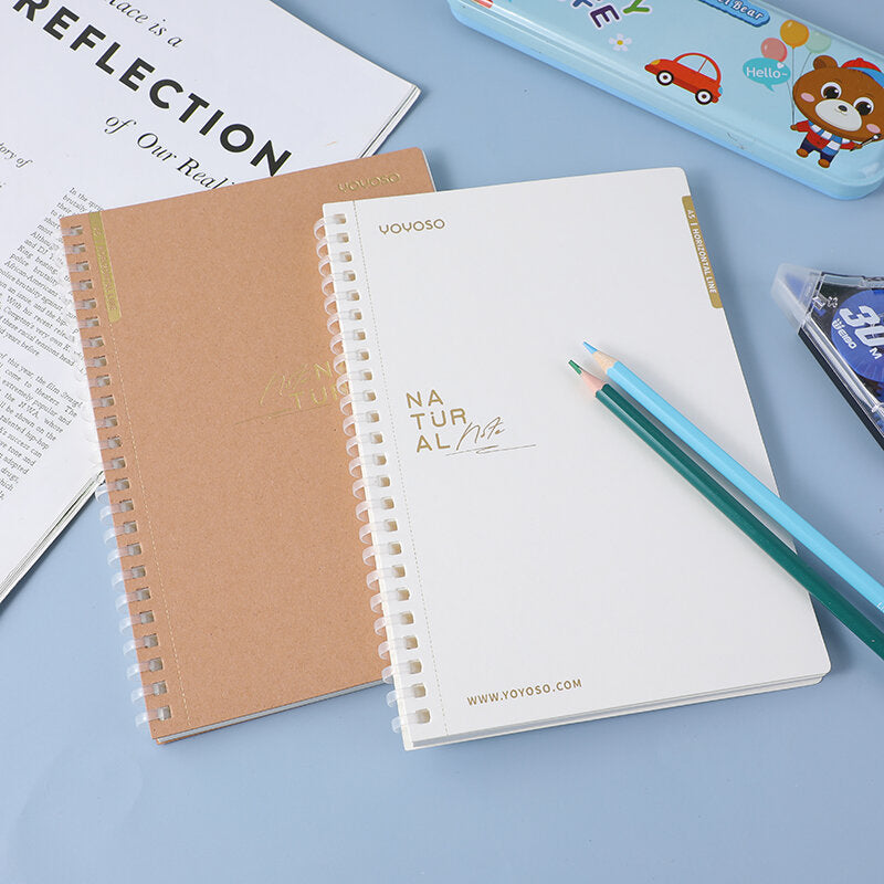 Taccuino A5 basic a bobina morbida - linee orizzontali all'interno delle pagine