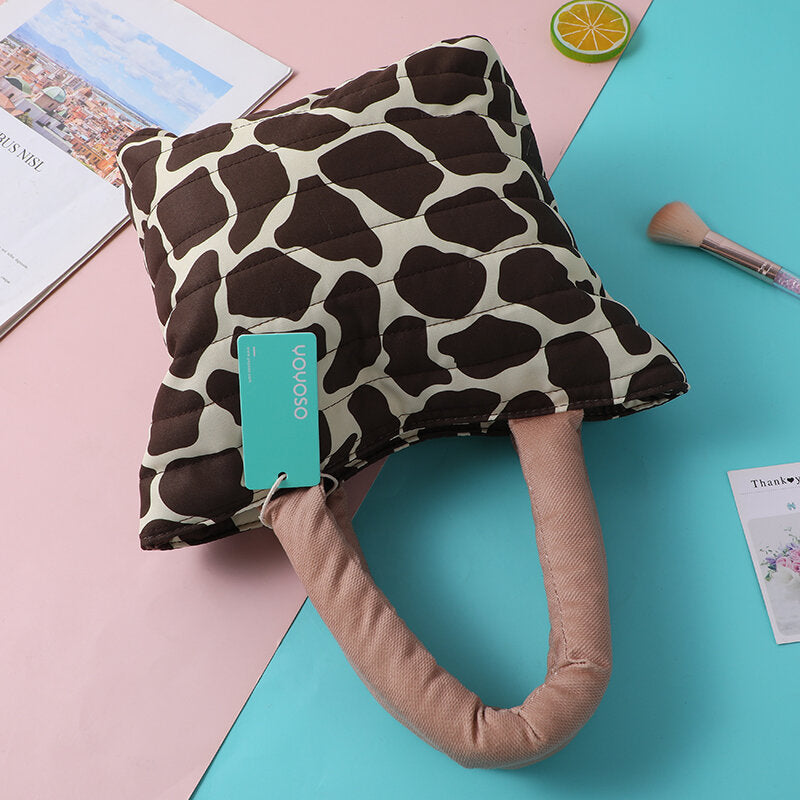 Borsa a nuvola con stampa leopardo - caffè