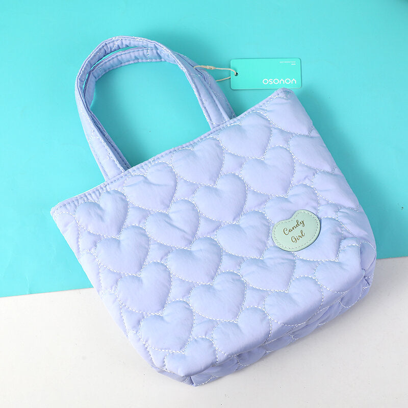 Borsa a secchiello portatile ricamata con amore - viola