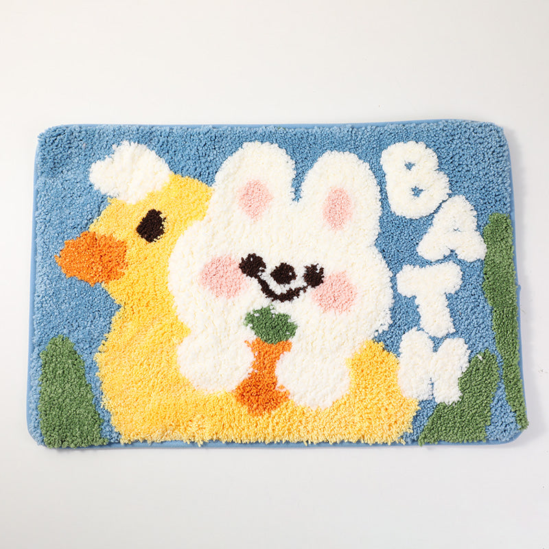 Tappetino_Soft white rabbit floor mat