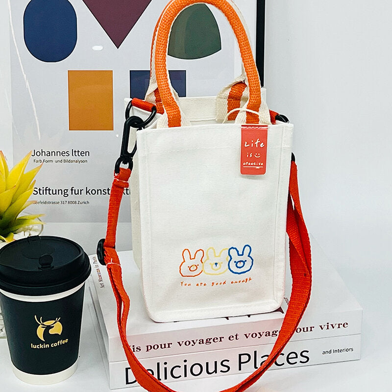 Borsa crossbody in tela quadrata / Borsa shopping rivestita della serie Duoduo rabbit