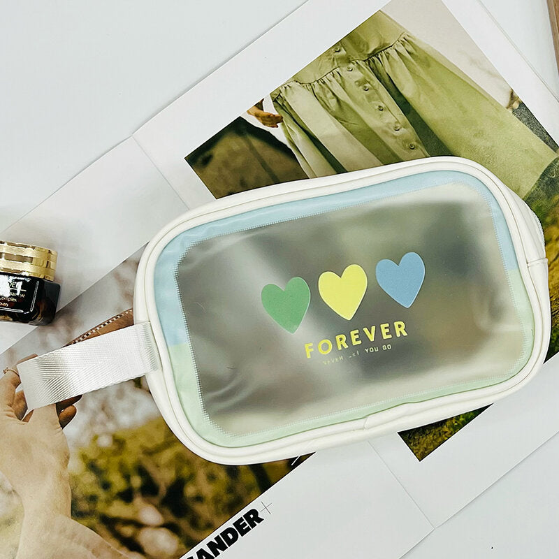 Piccola borsa da toilette orizzontale / Borsa per il trucco smerigliata della serie Flipped sweetheart