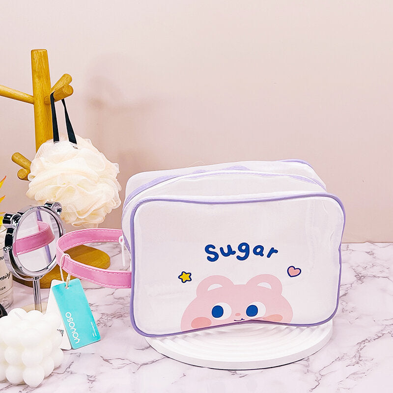 Borsa da toilette media orizzontale / Borsa per il trucco a rete della serie Sweet family