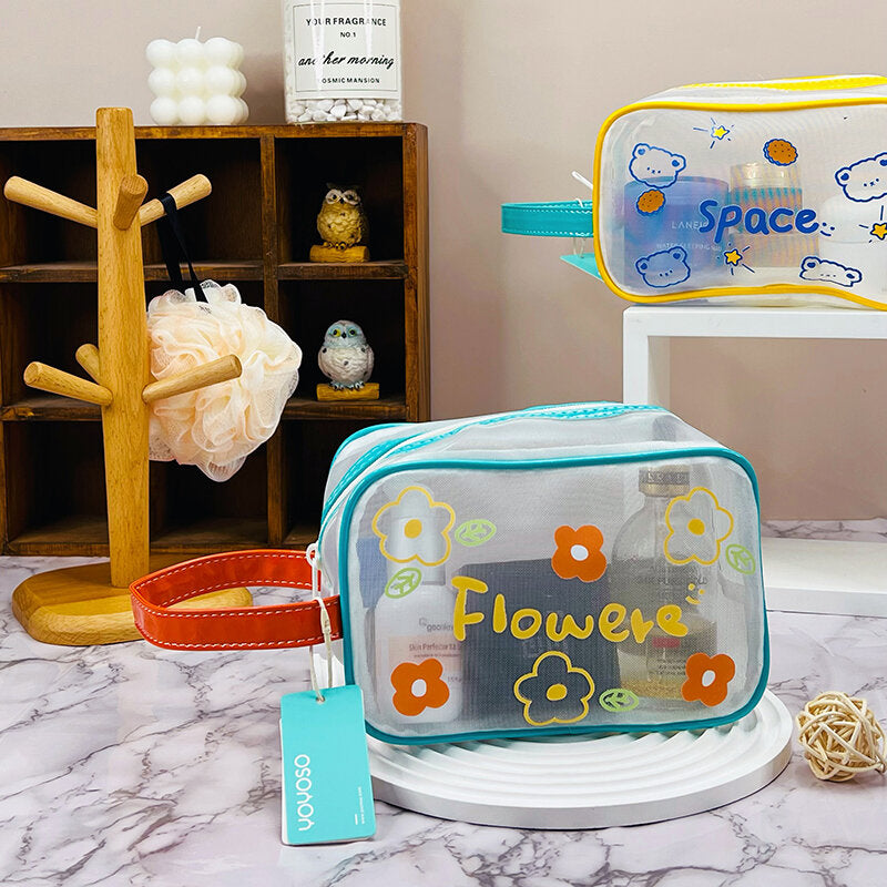 Piccola borsa da toilette orizzontale / Borsa per il trucco in rete della serie Fun friends