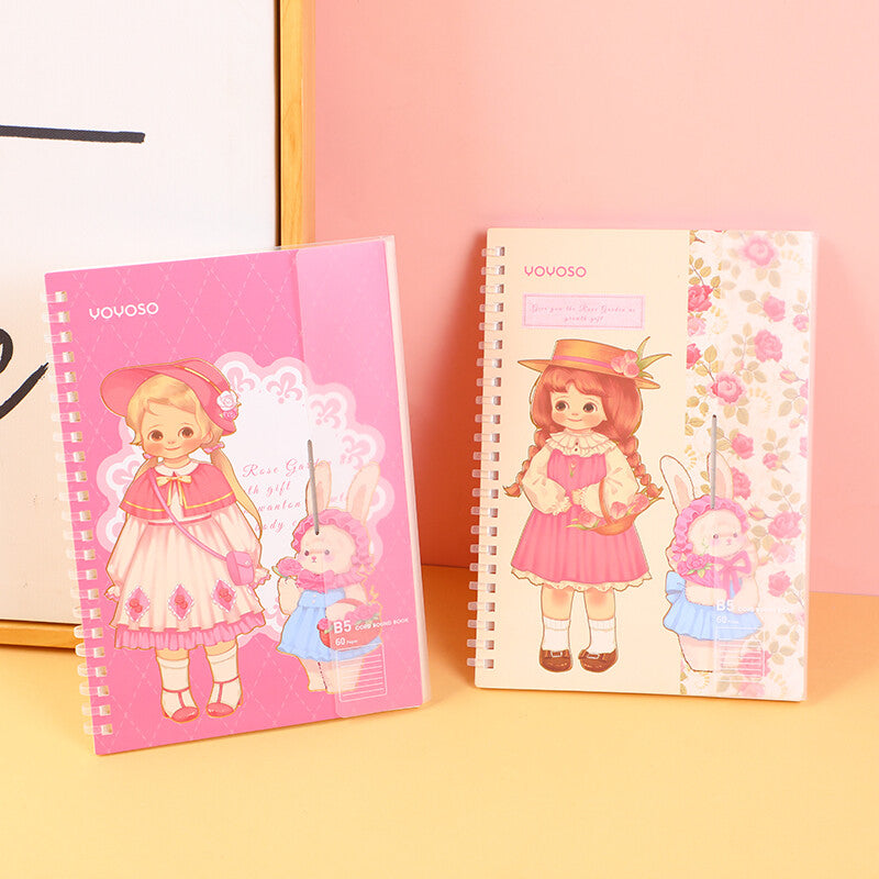 Quaderno a spirale morbida Egg Roll Sister Rose Manor A5-riga orizzontale pagine interne