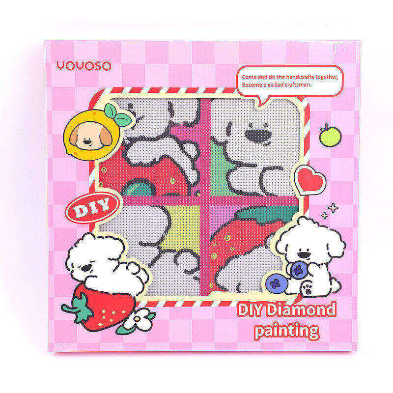 Quadro a diamante colorato di papi cane fruttato 30x30mm stile D