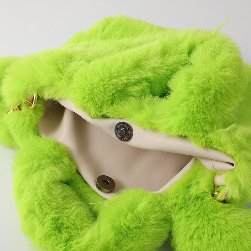 Borsa a tracolla in peluche con occhi grandi