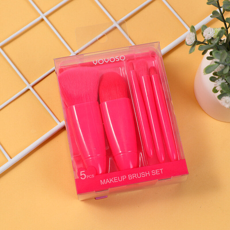 Set di pennelli per il trucco della serie Pink sugar 5 pezzi (compresa la scatola di conservazione)