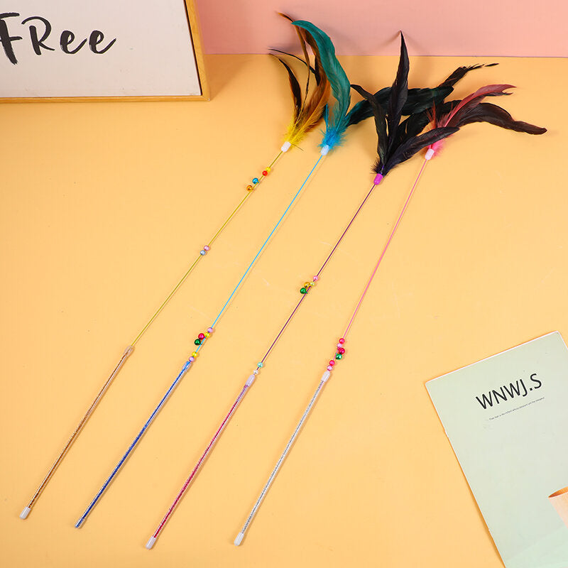 Bastone stuzzicante per gatti con piume a tinta unita