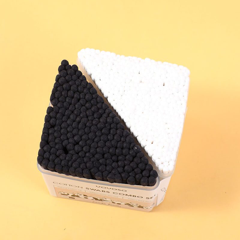 Set di cotton fioc 600pcs combo (400pcs asta sottile bianca+200pcs asta spessa nera)