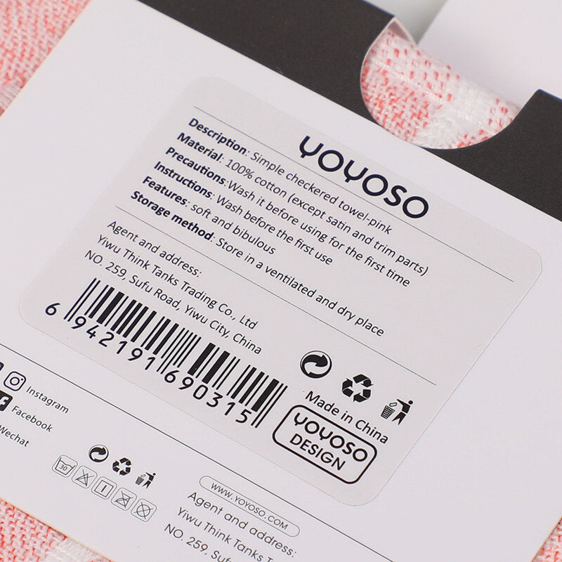 Asciugamano a quadri semplice-rosa