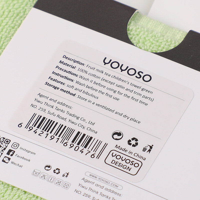 Asciugamano per bambini tè al latte e frutta verde