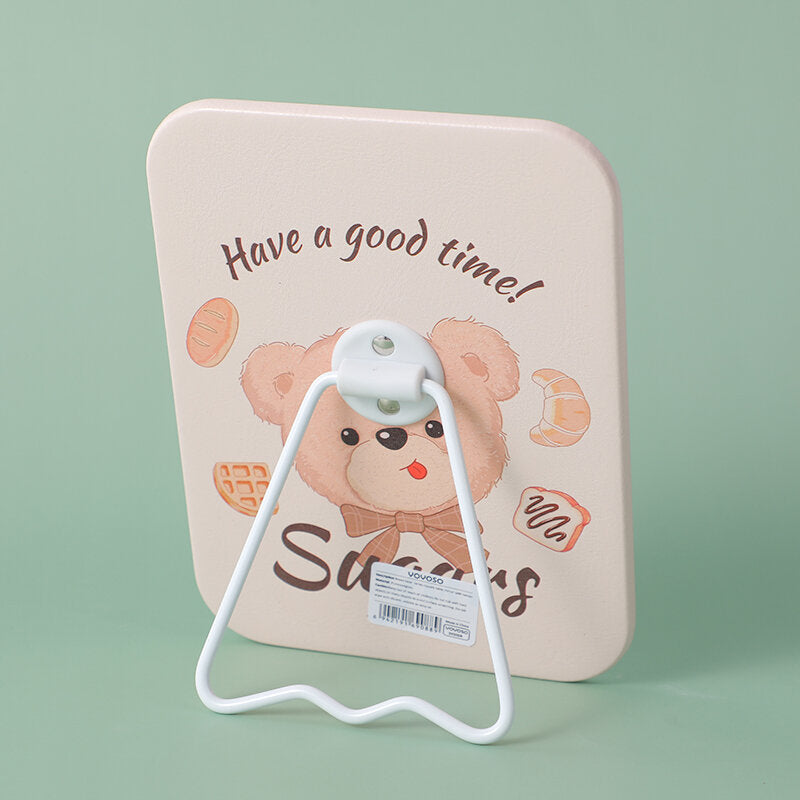 Specchio da tavolo quadrato con supporto della serie Bread bear