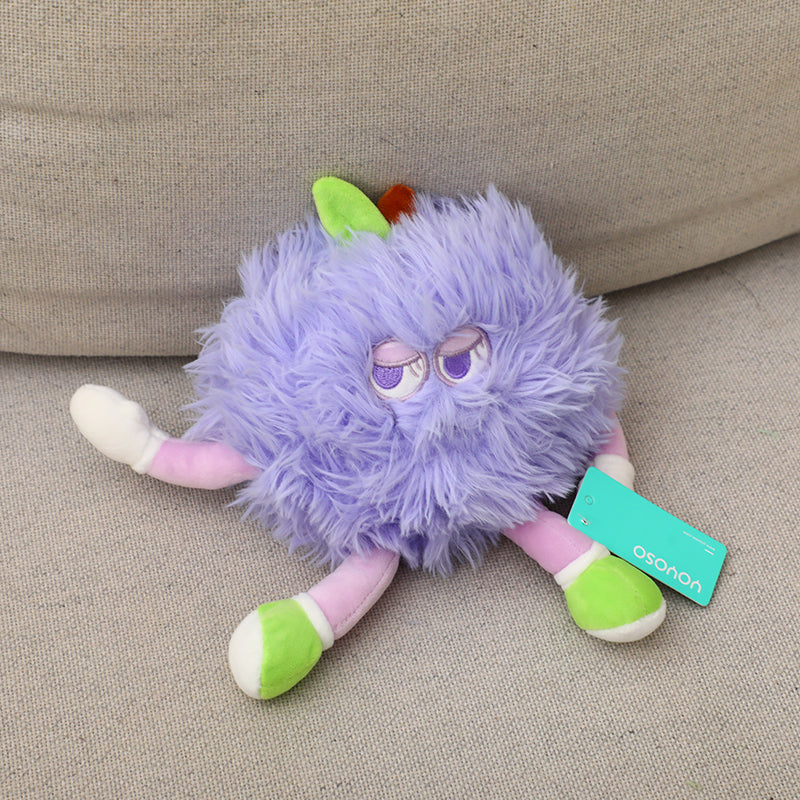 Blu e bianco buona fortuna frutta bambola peluche-25cm