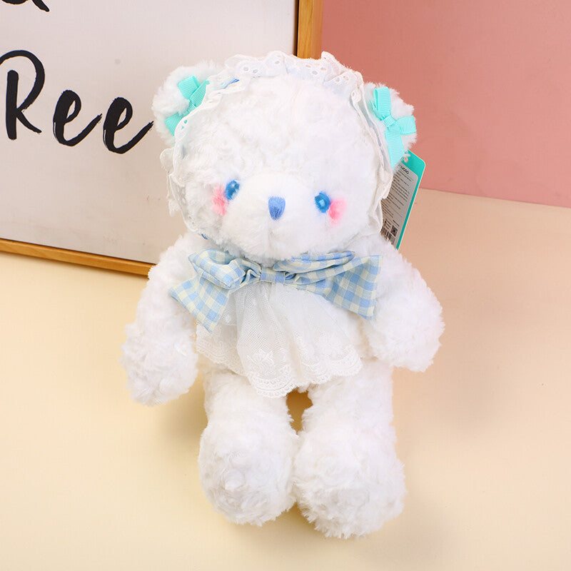 Peluche orsetto bianco blu 35cm (occhi di plastica)