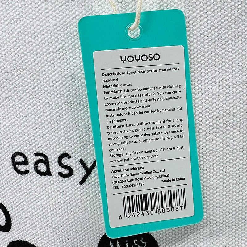 Serie orso sdraiato rivestito tote bag-No.4