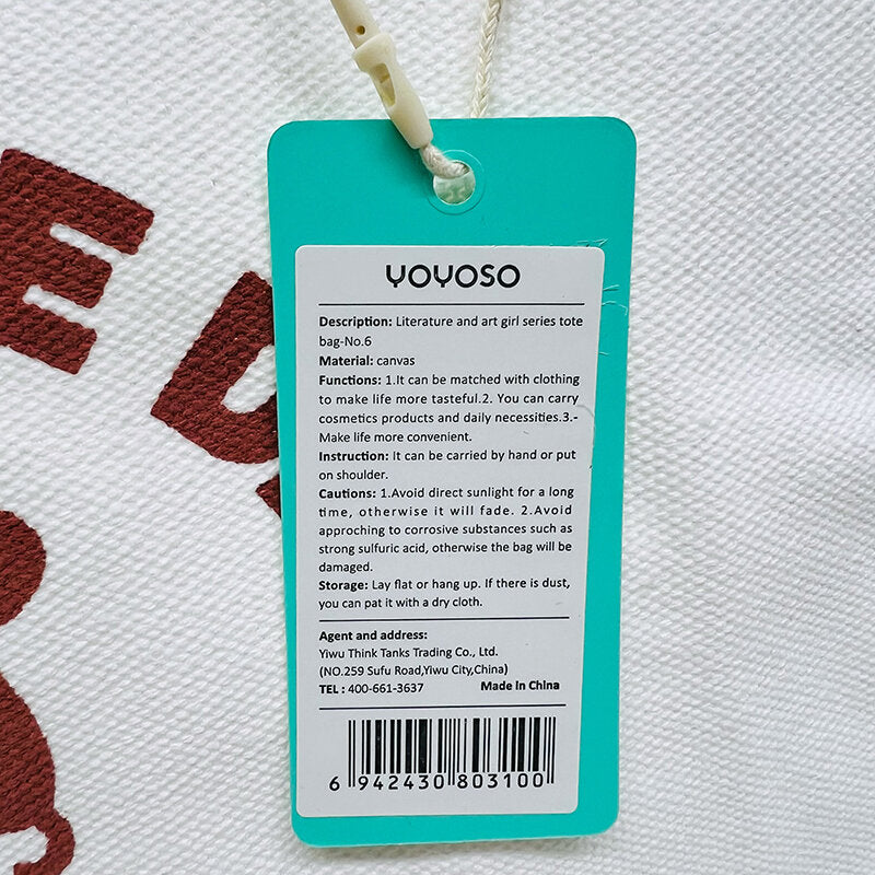 Borsa tote della serie Literature and art girl-No.6
