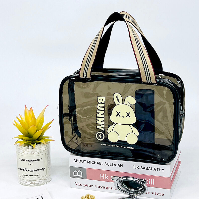 Borsa cosmetica portatile rettangolare trasparente(Rabbit )-Grande