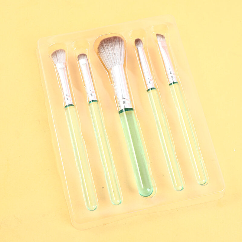 Set di 5 pennelli per trucco in gelatina morbida, verde