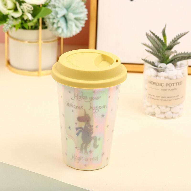 Tazza a rombi di animali simpatici 400ml-giallo