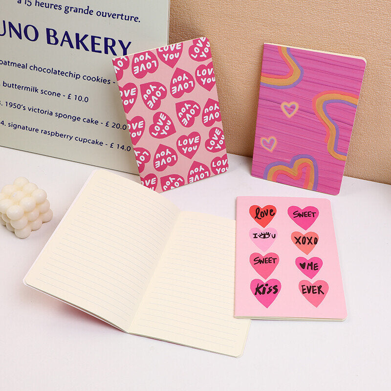 San Valentino - Libro di sutura a forma di cuore dolce A5 - Pagina interna con riga orizzontale 32 pezzi