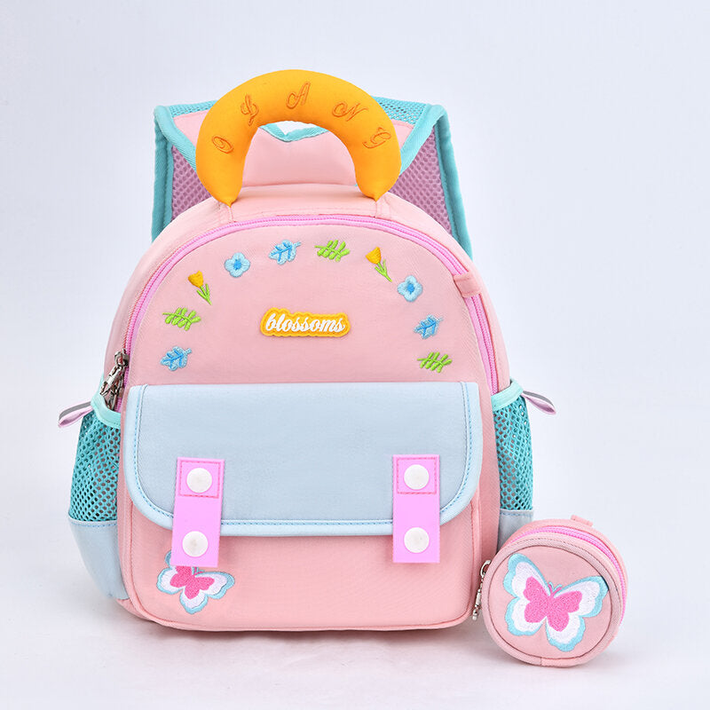 Zaino per bambini a forma di foglia di loto con fibbia rotonda, blu