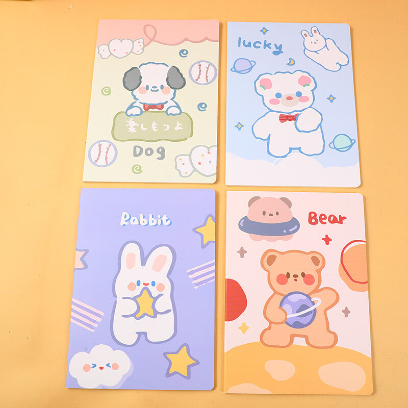 Quaderno cucito con animali domestici carini B5 - pagine interne con linee orizzontali